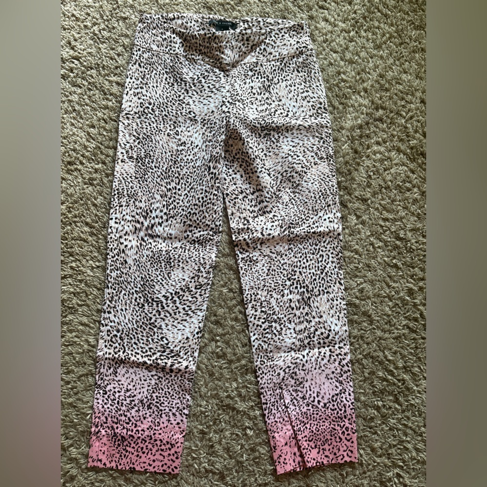 Zac & Rachel Leopard Print Cropped Pants - Pink and White